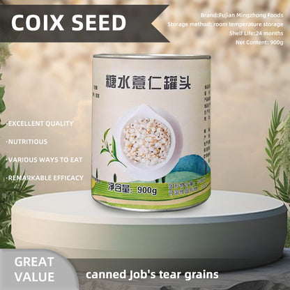 mingzhong Canned coix seed, nutritious breakfast, instant drink, sweetened coix seed, dessert ingredient, milk tea accessory  900g×12cans