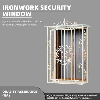 hengze Wrought Iron Security Windows Home Guardrails Custom Sizes Rust-Proof Reinforced Balcony Window Safety Protection(Please consult customer service for pricing)