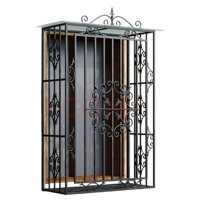 hengze Wrought Iron Security Windows Home Guardrails Custom Sizes Rust-Proof Reinforced Balcony Window Safety Protection(Please consult customer service for pricing)
