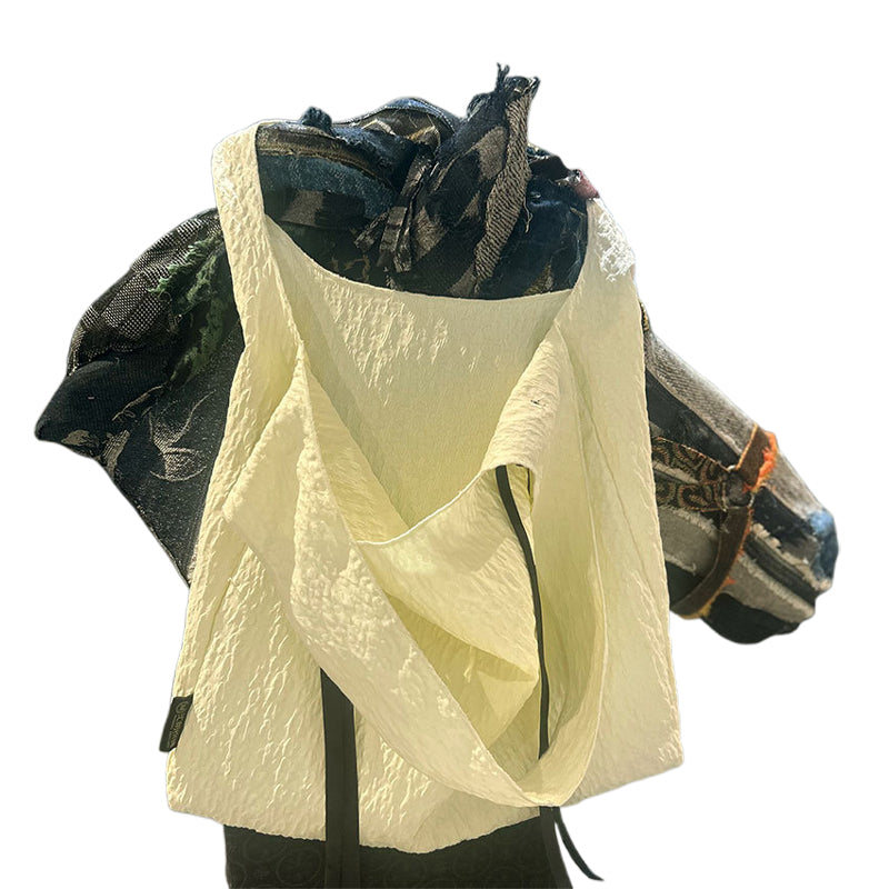 huiming French Pleated Jacquard Canvas Bag Large-Capacity Single-Shoulder Tote Bag  Niche Commuting Accessory(Please consult customer service for pricing)
