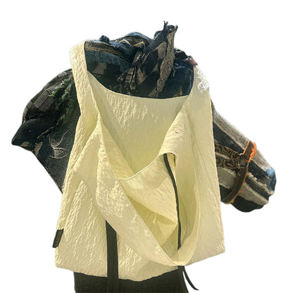 huiming French Pleated Jacquard Canvas Bag Large-Capacity Single-Shoulder Tote Bag  Niche Commuting Accessory(Please consult customer service for pricing)