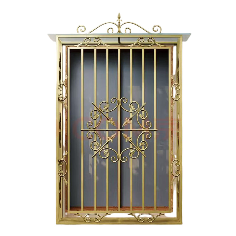 hengze Wrought Iron Security Windows Home Guardrails Custom Sizes Rust-Proof Reinforced Balcony Window Safety Protection(Please consult customer service for pricing)