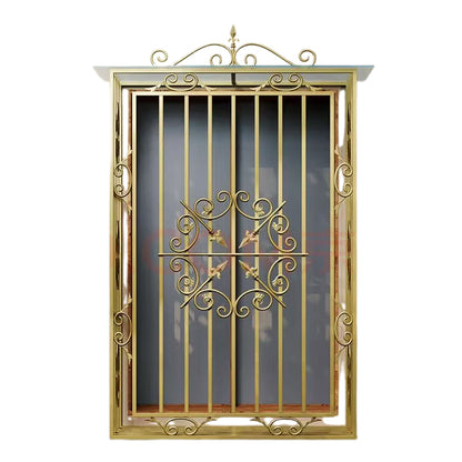 hengze Wrought Iron Security Windows Home Guardrails Custom Sizes Rust-Proof Reinforced Balcony Window Safety Protection(Please consult customer service for pricing)
