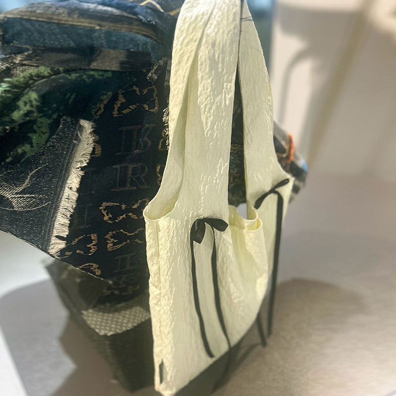 huiming French Pleated Jacquard Canvas Bag Large-Capacity Single-Shoulder Tote Bag  Niche Commuting Accessory(Please consult customer service for pricing)