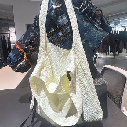 huiming French Pleated Jacquard Canvas Bag Large-Capacity Single-Shoulder Tote Bag  Niche Commuting Accessory(Please consult customer service for pricing)