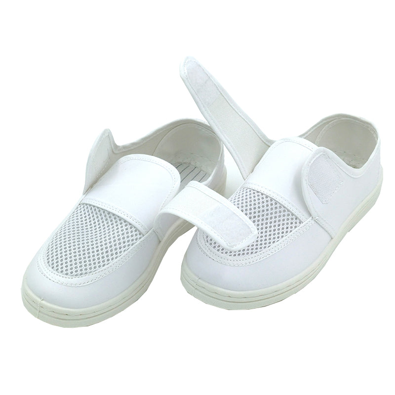 tonghuasheng Anti-static leather cable-stayed mesh shoes PVC hook and loop mesh shoes 615 breathable factory shoes