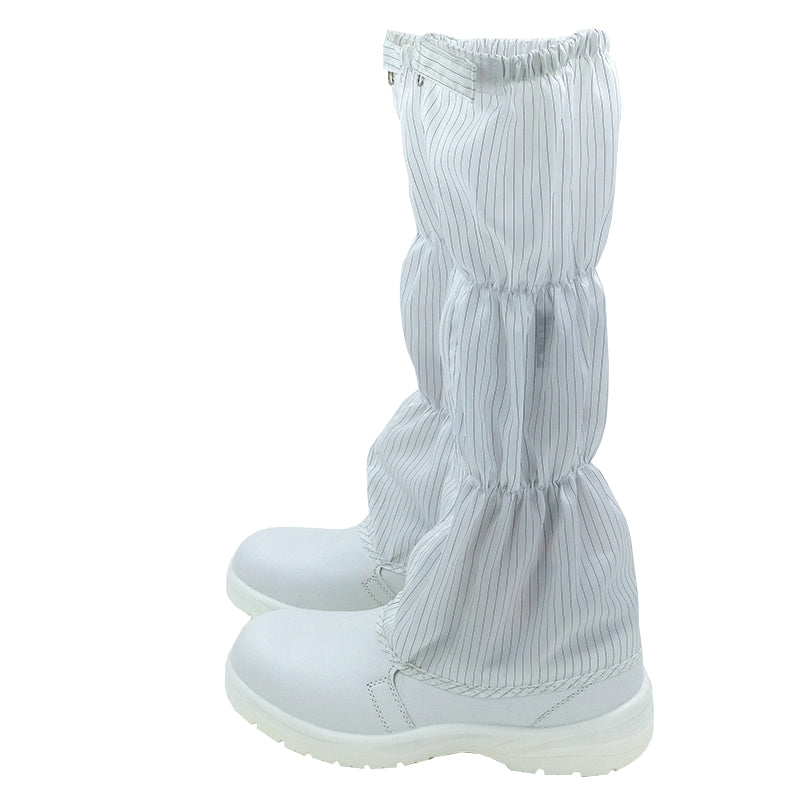 tonghuasheng Anti-static PU safety boots white and blue striped grid 8807 clean steel head anti-smashing dust-free shoes