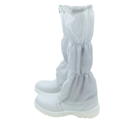 tonghuasheng Anti-static PU safety boots white and blue striped grid 8807 clean steel head anti-smashing dust-free shoes