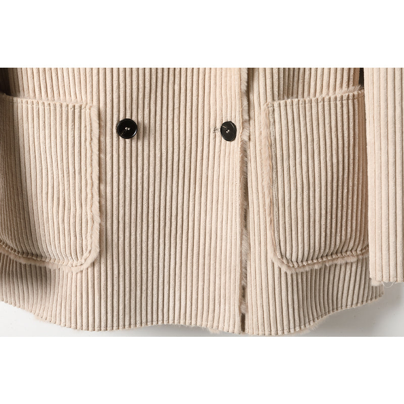 minwang Corduroy composite fluffy blouse MT718