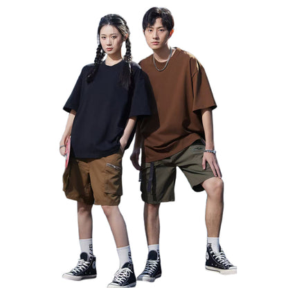 Jier Trendy brand oversized drop shoulder pure cotton T-shirt GL46-78015, a thin summer style crew neck short sleeved top