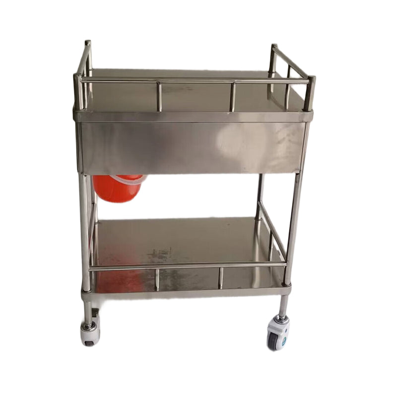 huiteng Stainless Steel Dual-Drawer Treatment Cart, Medical Nursing Cart, Emergency Cart (Medical-Grade) 640*450*880