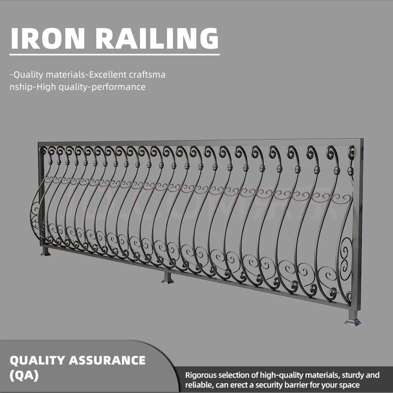 hengze Wrought Iron Railings Outdoor Balcony Guardrails Custom Height Rust-Proof Carved Yard Staircase Safety Railings(Please consult customer service for pricing)