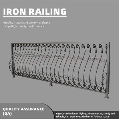 hengze Wrought Iron Railings Outdoor Balcony Guardrails Custom Height Rust-Proof Carved Yard Staircase Safety Railings(Please consult customer service for pricing)