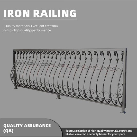 hengze Wrought Iron Railings Outdoor Balcony Guardrails Custom Height Rust-Proof Carved Yard Staircase Safety Railings(Please consult customer service for pricing)