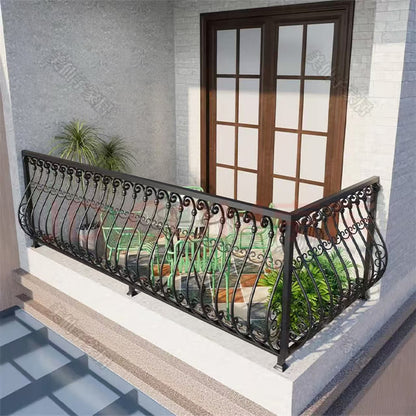 hengze Wrought Iron Railings Outdoor Balcony Guardrails Custom Height Rust-Proof Carved Yard Staircase Safety Railings(Please consult customer service for pricing)