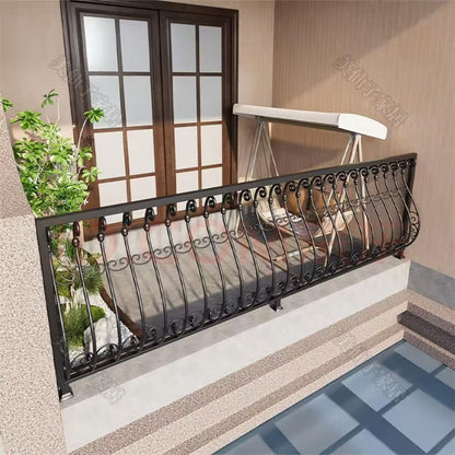 hengze Wrought Iron Railings Outdoor Balcony Guardrails Custom Height Rust-Proof Carved Yard Staircase Safety Railings(Please consult customer service for pricing)