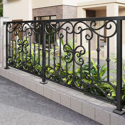 hengze Wrought Iron Railings Outdoor Balcony Guardrails Custom Height Rust-Proof Carved Yard Staircase Safety Railings(Please consult customer service for pricing)