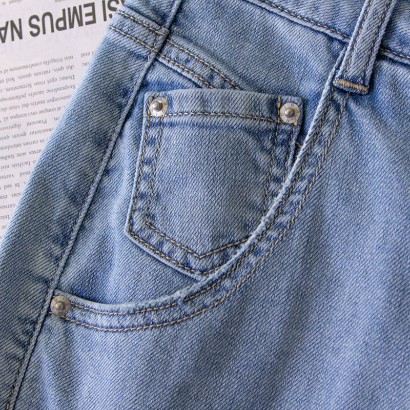 xinya Casual Pants Jeans X016J New Versatile Jeans Gradient Perforated Jeans Design Sense Jeans