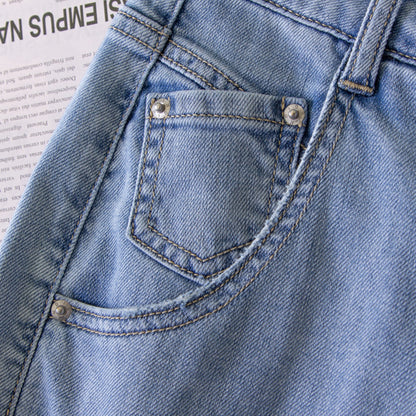 xinya Casual Pants Jeans X016J New Versatile Jeans Gradient Perforated Jeans Design Sense Jeans