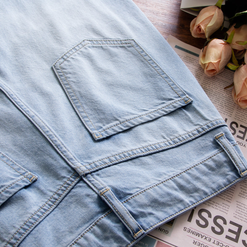 xinya Casual Pants Jeans  X012JJ  Pear shaped body pants, light blue denim design, high waisted jeans