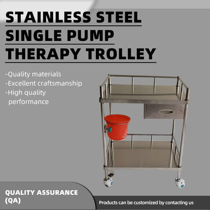 huiteng Stainless Steel Single-Drawer Treatment Cart, Medical Nursing Cart, Emergency Cart (Medical-Grade) 640*450*880