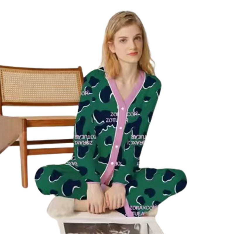 senji Green Ice Snow Silk Pajama Cardigan Homewear(Please consult customer service for pricing)