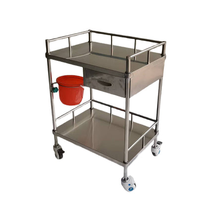 huiteng Stainless Steel Single-Drawer Treatment Cart, Medical Nursing Cart, Emergency Cart (Medical-Grade) 640*450*880