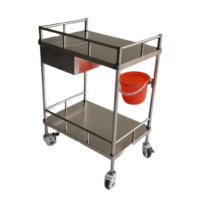huiteng Stainless Steel Single-Drawer Treatment Cart, Medical Nursing Cart, Emergency Cart (Medical-Grade) 640*450*880