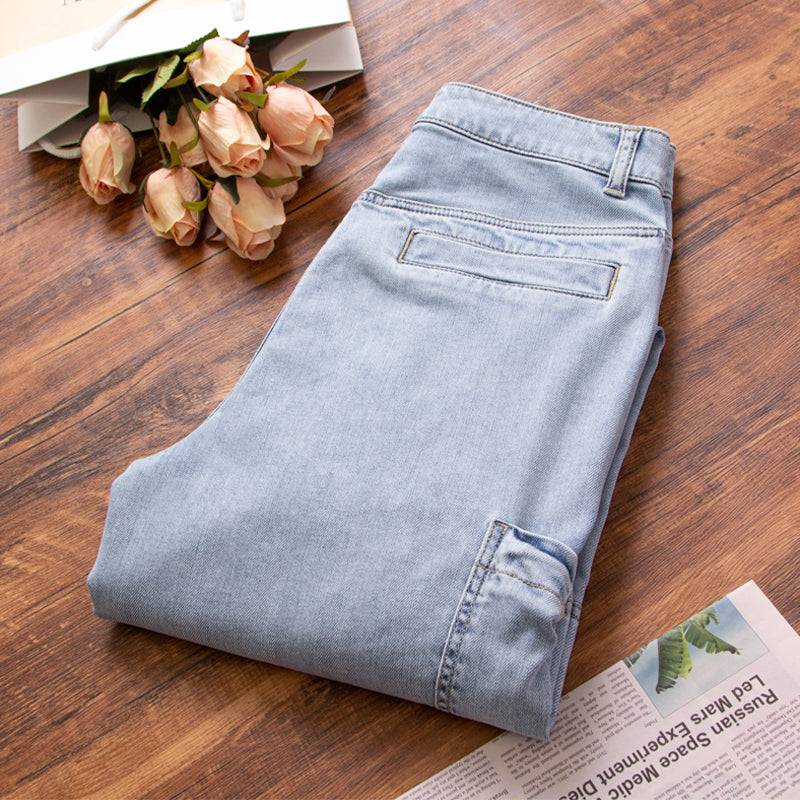 xinya Casual Pants Jeans C2016-15J  Skinny Jeans Light Blue Jeans Design Sense Jeans
