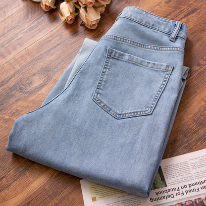 xinya Casual Pants Jeans X016J New Versatile Jeans Gradient Perforated Jeans Design Sense Jeans