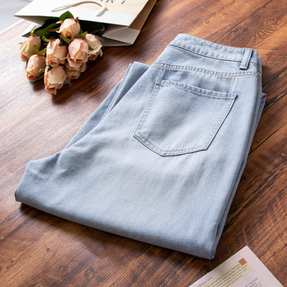 xinya Casual Pants Jeans  X012JJ  Pear shaped body pants, light blue denim design, high waisted jeans