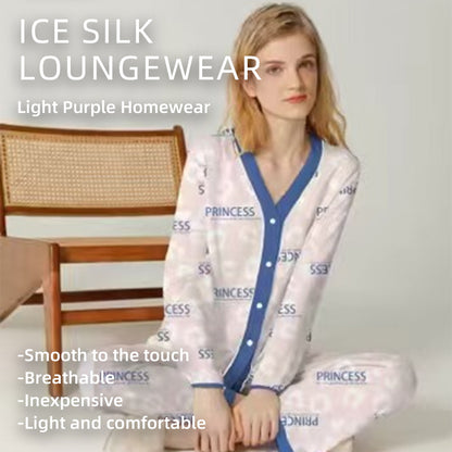 senji Light Purple Ice Snow Silk Pajama Cardigan Homewear(Please consult customer service for pricing)