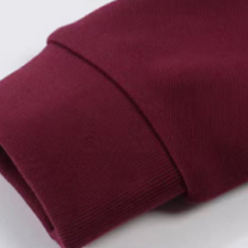 Jier 100% Cotton Ultra-Soft Fleece Long-Sleeve Turn-Down Collar T-Shirt Solid Color, Versatile Style
