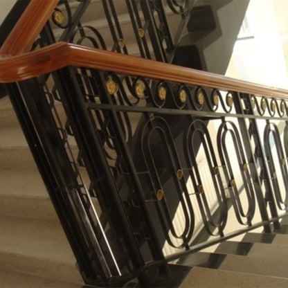 hengze Wrought Iron Stair Railings Indoor  Outdoor Home Guardrails Custom Sizes Rust-Proof  Carved Staircase Handrail Railings(Please consult customer service for pricing)