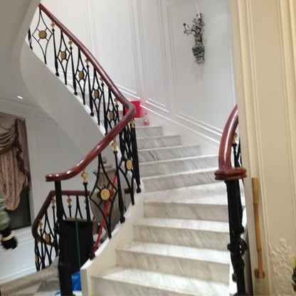 hengze Wrought Iron Stair Railings Indoor  Outdoor Home Guardrails Custom Sizes Rust-Proof  Carved Staircase Handrail Railings(Please consult customer service for pricing)
