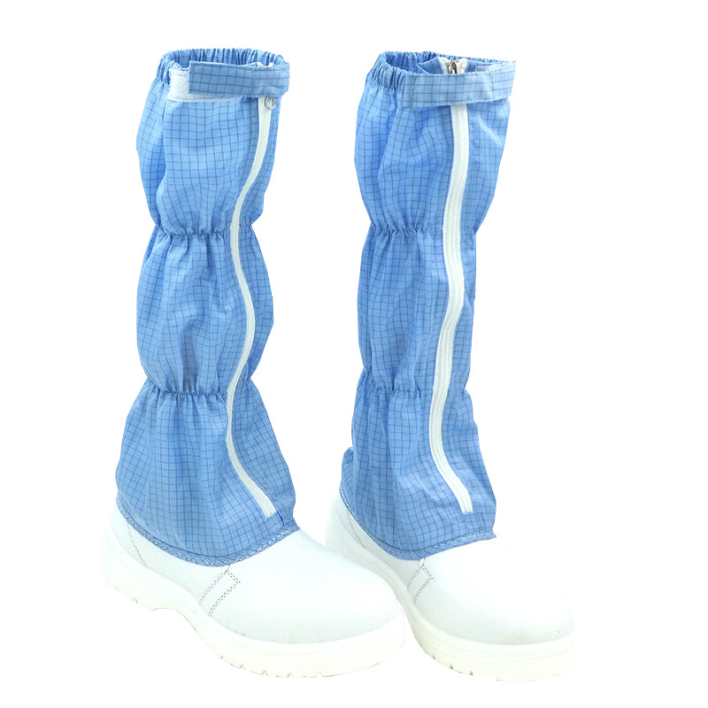 tonghuasheng Anti-static PU safety boots white and blue striped grid 8807 clean steel head anti-smashing dust-free shoes