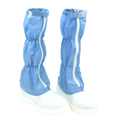 tonghuasheng Anti-static PU safety boots white and blue striped grid 8807 clean steel head anti-smashing dust-free shoes