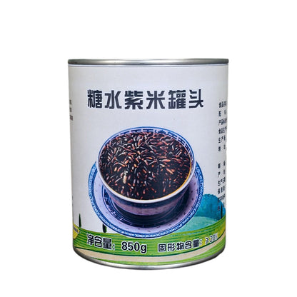 mingzhong Canned purple rice, ready-to-eat rice porridge, ingredient for hot drinks, shaved ice, shaved ice dessert, ingredient for baking and milk tea shops 850g×12cans