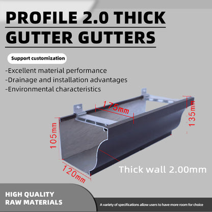 shunshui Profile with a thickness of 2.0mm. The gutter water trough is leak-proof and resistant to aging, which is a roof drainage pipe fitting(Please consult customer service for pricing)