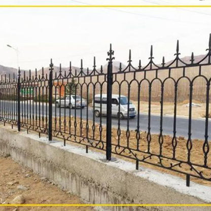 hengze Wrought Iron Fence Railings Garden Outdoor Guardrails Custom Height Rust-Proof Reinforced Villa Garden Fencing(Please consult customer service for pricing)