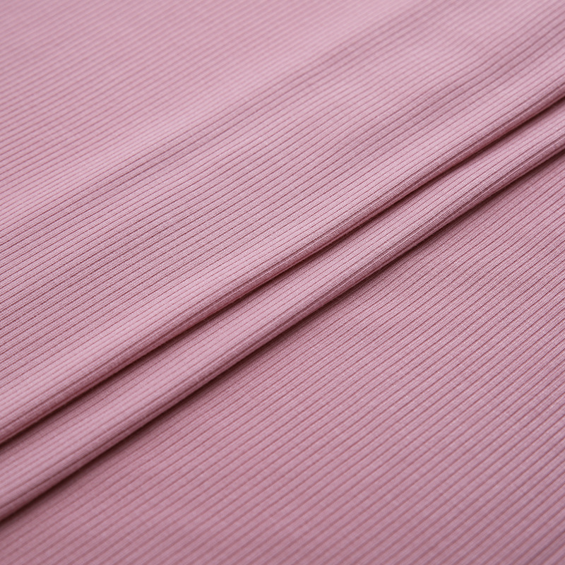 meiyi Rayon spandex 2*2 rib Pure cotton cloth All polyester thread knitted fabric Clothing fabric